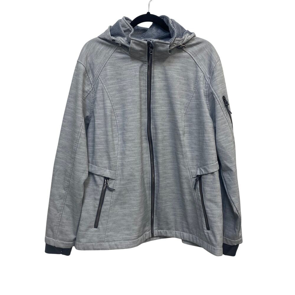 Free Country Women's Plus Aeris II Softshell Jacket Gray, Fleece Lined, 2X EUC - Picture 2 of 5